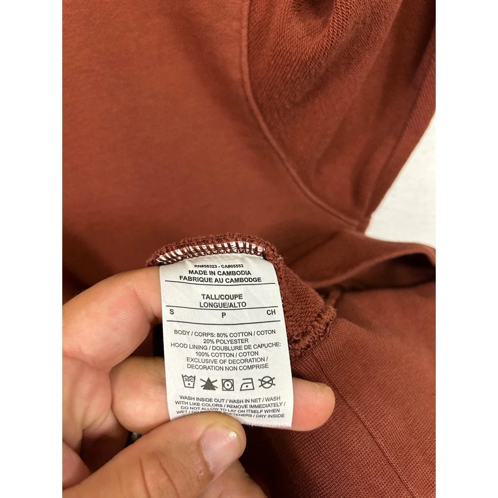 Streetwear Gorpcore Nike Mens S Tall Rust Brown Center Mini Swoosh Hoodie